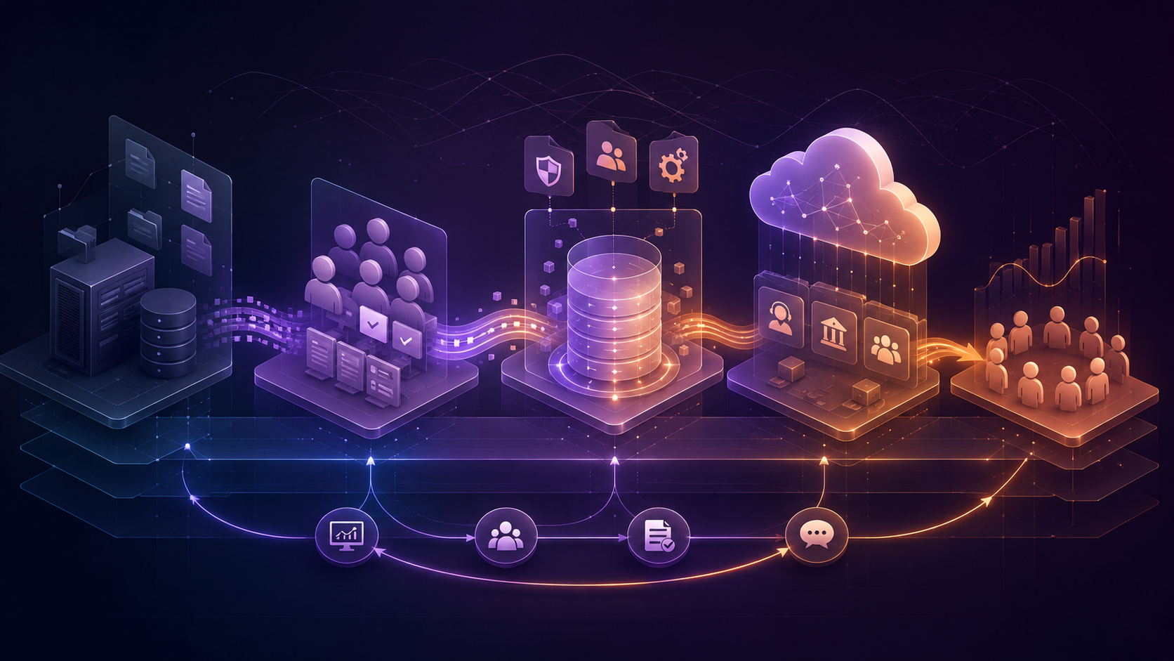 Business process illustration for Modernizing a provincial CRM for cloud operations